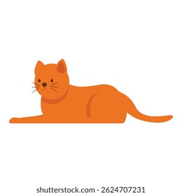 Gato gengibre desenhos animados está deitado calmamente