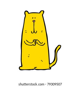 gatito de dibujos animados frotando las garras juntos