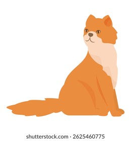 Cartoon ginger cat sitting and looking away with curiosity