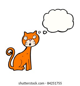 cartoon ginger cat with thought bubble