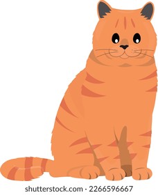 El gato del jengibre de caricatura aislado sobre fondo blanco. Ilustración de vector animal para niños.