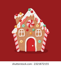 Cartoon gingerbread house vector illustration