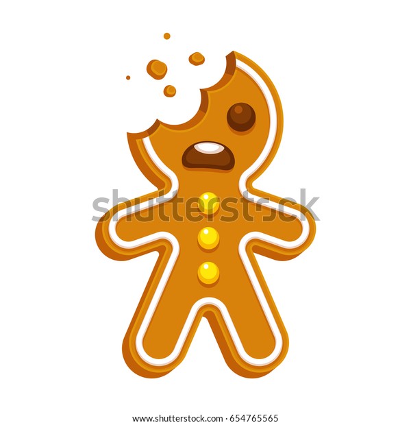 かみつきのない漫画のジンジャーブレッドマン おかしなクリスマスクッキーのベクターイラスト のベクター画像素材 ロイヤリティフリー