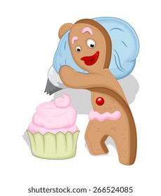 Cartoon Gingerbread Man Insert Cream on Cake