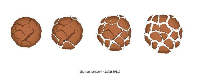 Cartoon Gingersnap Cookie Breaking Pieces Vector
