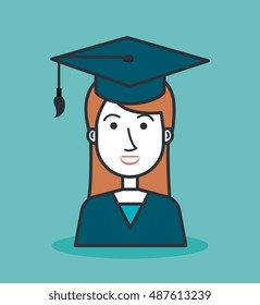 cartoon gir student graphic isolated