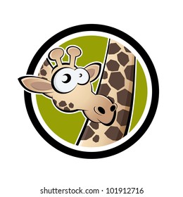 jirafa de dibujos animados en una placa