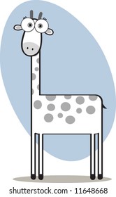 Cartoon Giraffe in Black and White