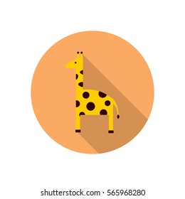 Cartoon giraffe color flat icon