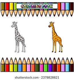Cartoon giraffe for coloring book