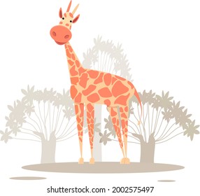 Cartoon giraffe. Cute giraffe character. African safari illustration. Zoo character. 