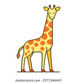 Cartoon giraffe. Flat illustration of cartoon zoo animal vector icon for web design.