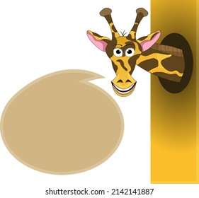 cartoon giraffe head facing front and blank speech bubble