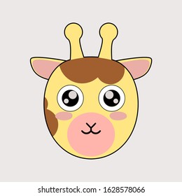 Cartoon Giraffe Head. Minimal flat vector design.