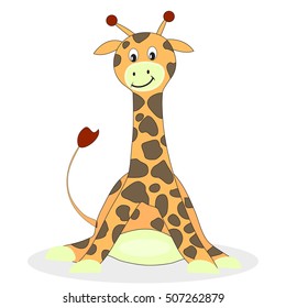 Cartoon giraffe isolated on white background. Baby giraffe and giraffe vector illustration