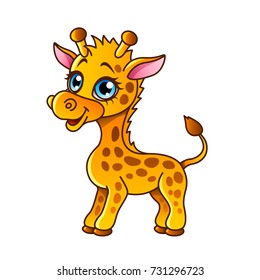 Cartoon giraffe isolated on white vector illustration