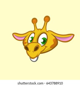 Cartoon giraffe logo. Vector. Illustration of giraffe head icon. Design for t-shirt, mug, bag lunchbox, wallpaper, wrapper, poster and banner design for kids