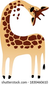 Cartoon giraffe as a metaphor for a neck pain, EPS 8 vector illustration