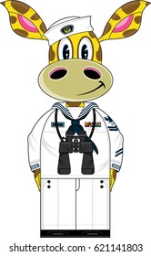 Cartoon Giraffe Navy Sailor