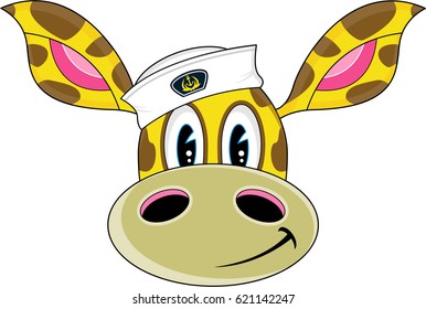 Cartoon Giraffe Navy Sailor