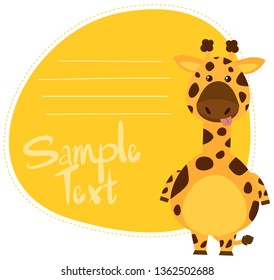 Cartoon giraffe note template illustration