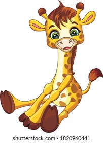 Girafa de dibujos animados sobre fondo blanco aislado