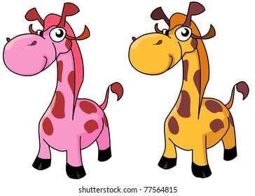 Cartoon giraffe on white background. Vector.