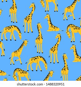 Cartoon giraffe - simple trendy pattern with giraffe. Cartoon vector illustration for prints, clothing, packaging and postcards.