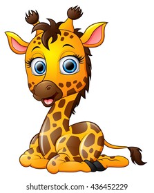 Cartoon Giraffe Sitting Stock Vector (Royalty Free) 436452229 ...