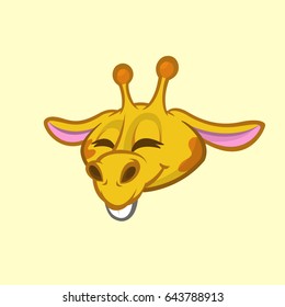Cartoon giraffe smiling. Vector. Illustration of cute giraffe head icon