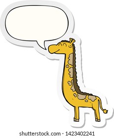 cartoon giraffe with speech bubble sticker