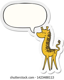 cartoon giraffe with speech bubble sticker
