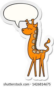Cartoon-Giraffe mit Sprechblase-Aufkleber