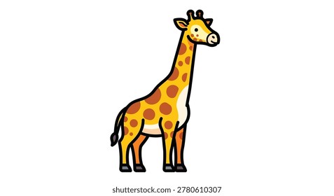 A cartoon giraffe standing by itself