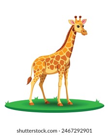 A cartoon giraffe is a tall, graceful character known for its long neck and distinctive spots. It embodies curiosity, kindness, and a sense of adventure.