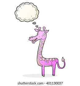 girafa de dibujos animados con burbuja de pensamientos