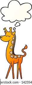 cartoon giraffe with thought bubble in smooth gradient style