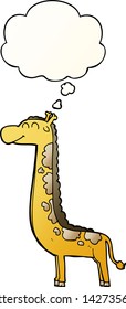 cartoon giraffe with thought bubble in smooth gradient style