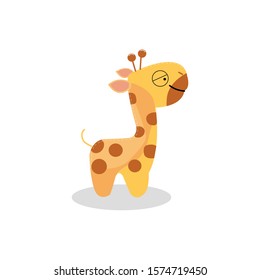 Cartoon giraffe. Vector illustration of a cute giraffe. Drawing animal for children. Zoo for kids