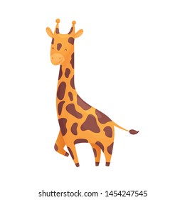 Cartoon giraffe. Vector illustration on white background.