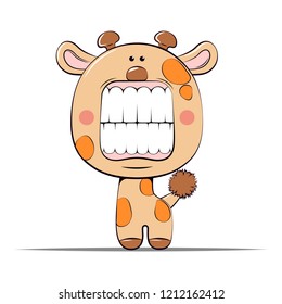 Cartoon giraffe with a wide smile