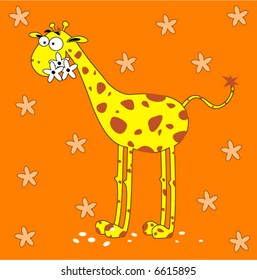 cartoon giraffes - greeting card for baby birthday