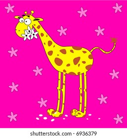 cartoon giraffes - greeting card for baby birthday