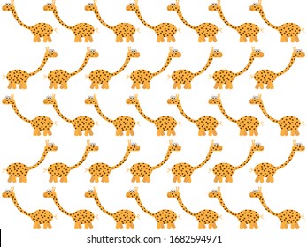 Cartoon Giraffes Seamless Pattern on White background