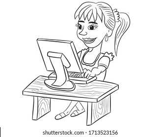 Cartoon girl accountant in isolate on a white background. Labor Day. Vector illustration.