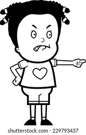 A cartoon girl with an angry expression.