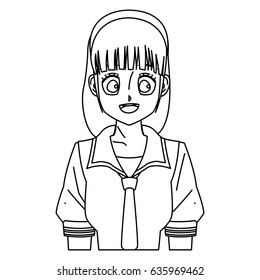 cartoon girl anime character outline