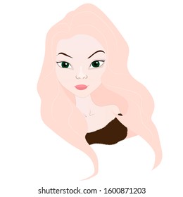 Cartoon girl avatar. Vector art