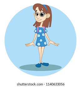 a cartoon girl with a backpack