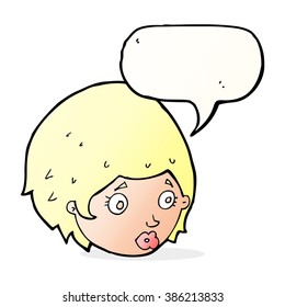 cartoon girl with concerned expression with speech bubble